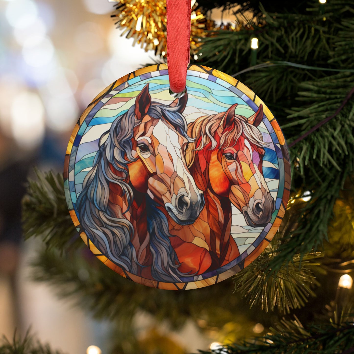 “Gallop into the Season” Acrylic Christmas Ornament with Ribbon