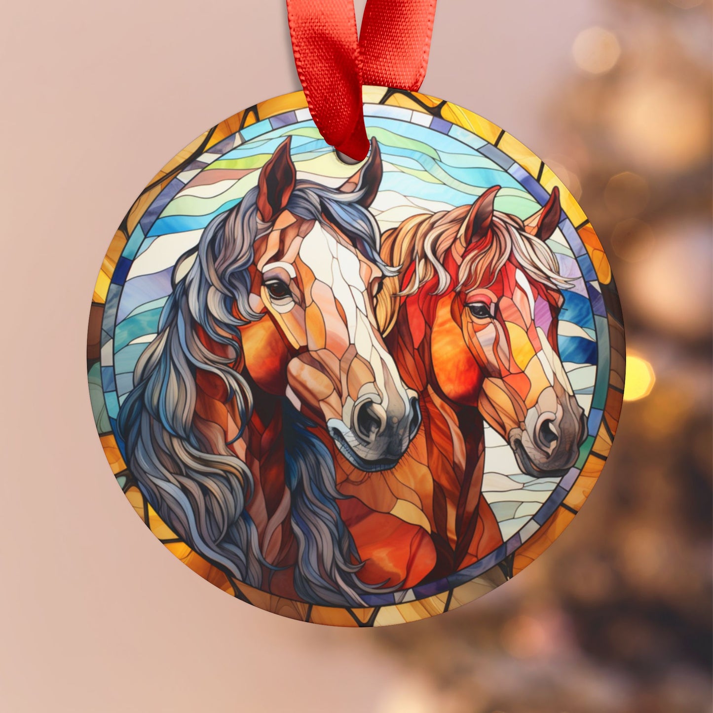 “Gallop into the Season” Acrylic Christmas Ornament with Ribbon