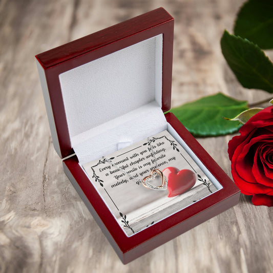 "Every Moment with You" Twin Hearts Necklace - Silver and Rose Gold