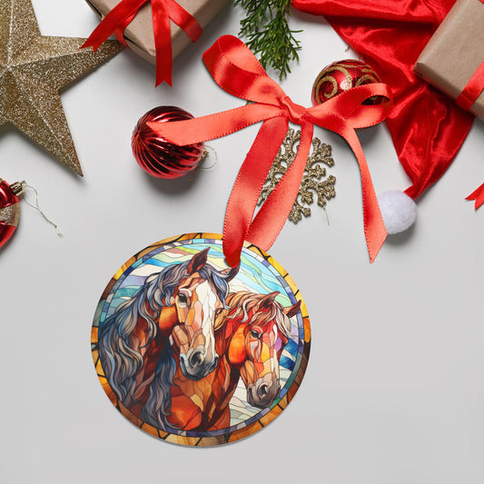 “Gallop into the Season” Acrylic Christmas Ornament with Ribbon