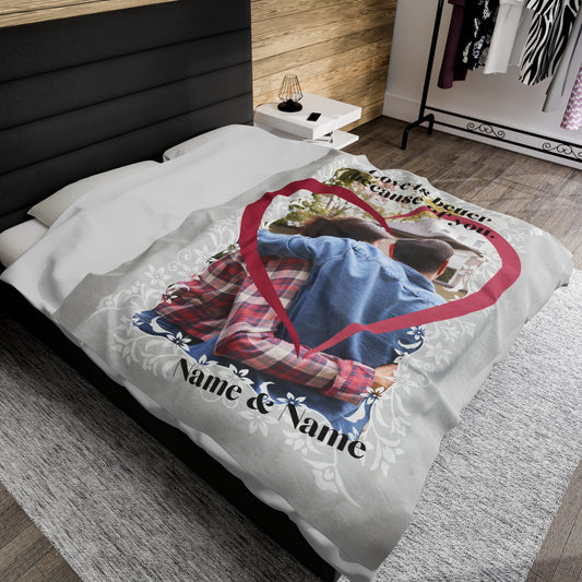 “Love is Better” Photo Blanket - Custom Velveteen Plush