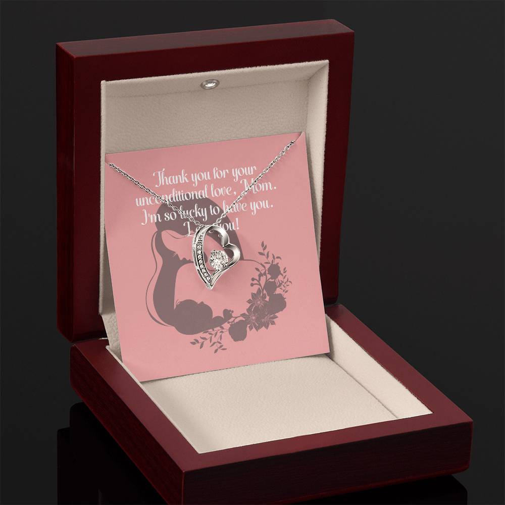 "Unconditional Love" Heart Pendant Necklace - White or Yellow Gold