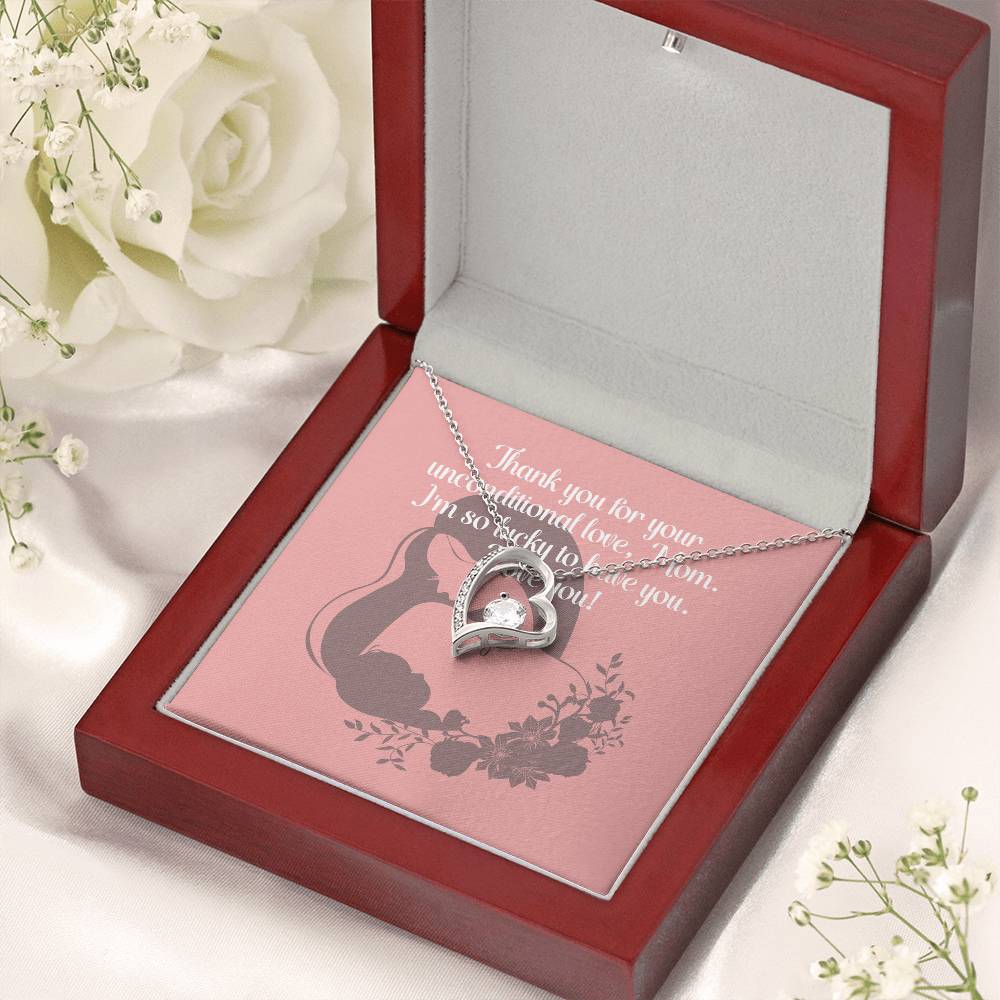 "Unconditional Love" Heart Pendant Necklace - White or Yellow Gold