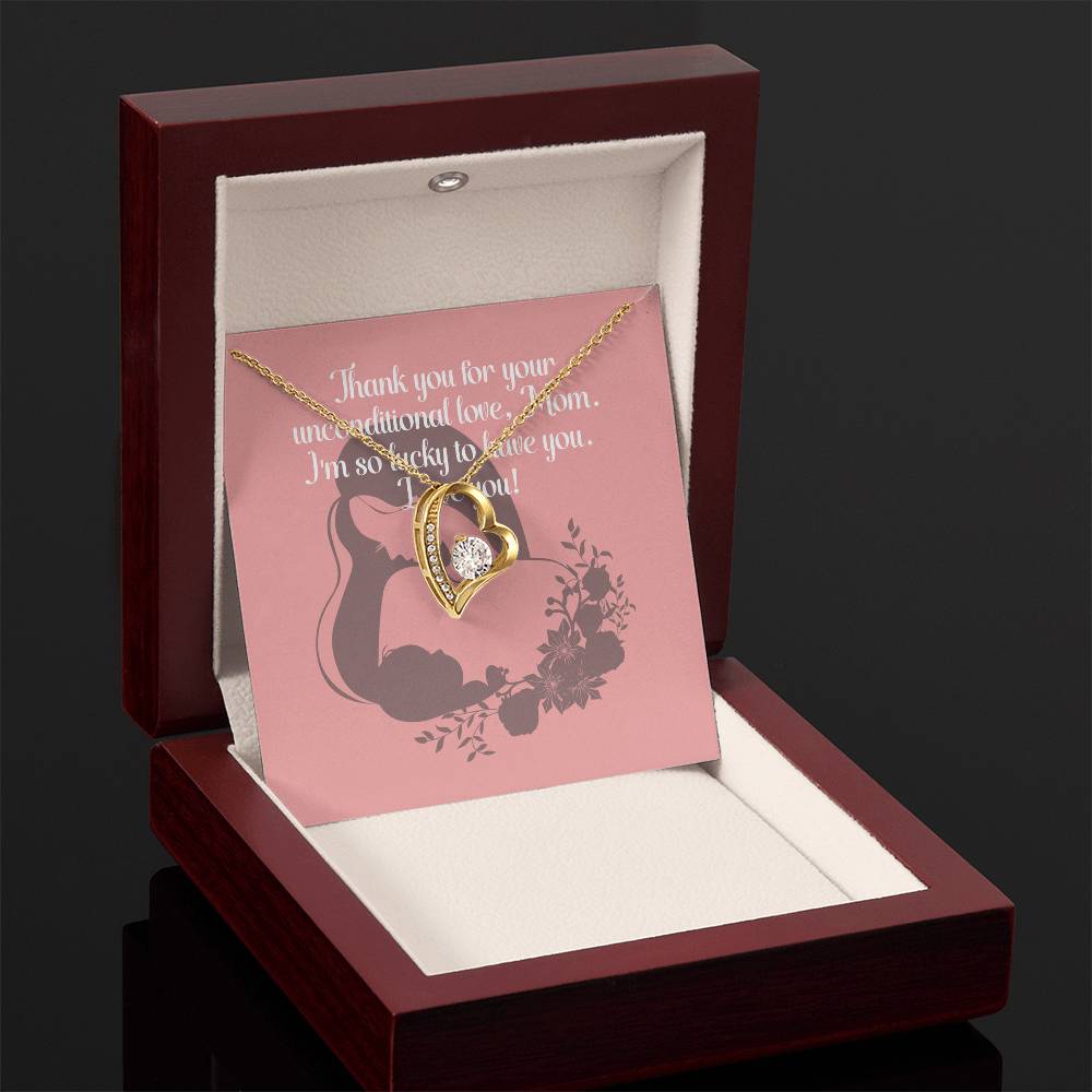 "Unconditional Love" Heart Pendant Necklace - White or Yellow Gold