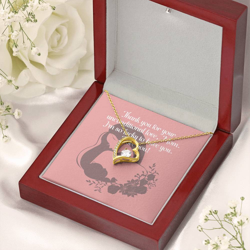 "Unconditional Love" Heart Pendant Necklace - White or Yellow Gold