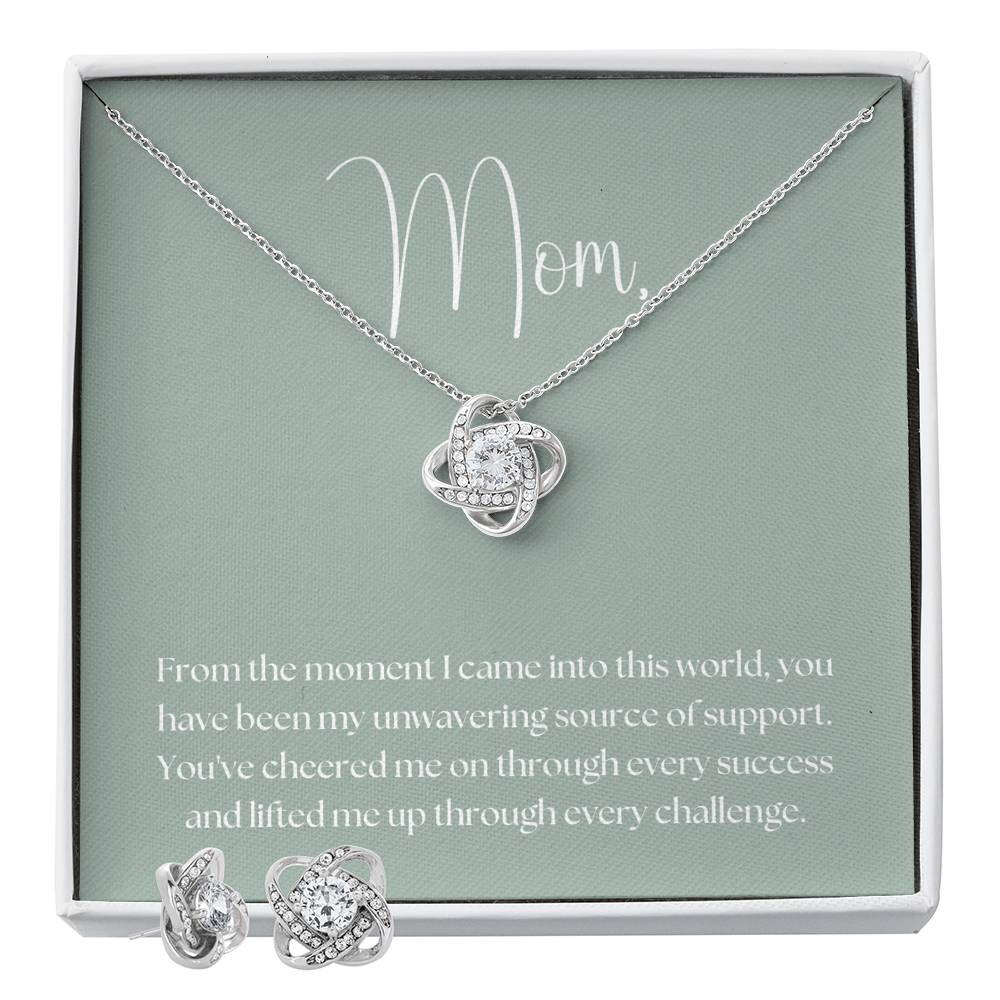 "Unwavering Support" Pendant and Earring Set - White Gold