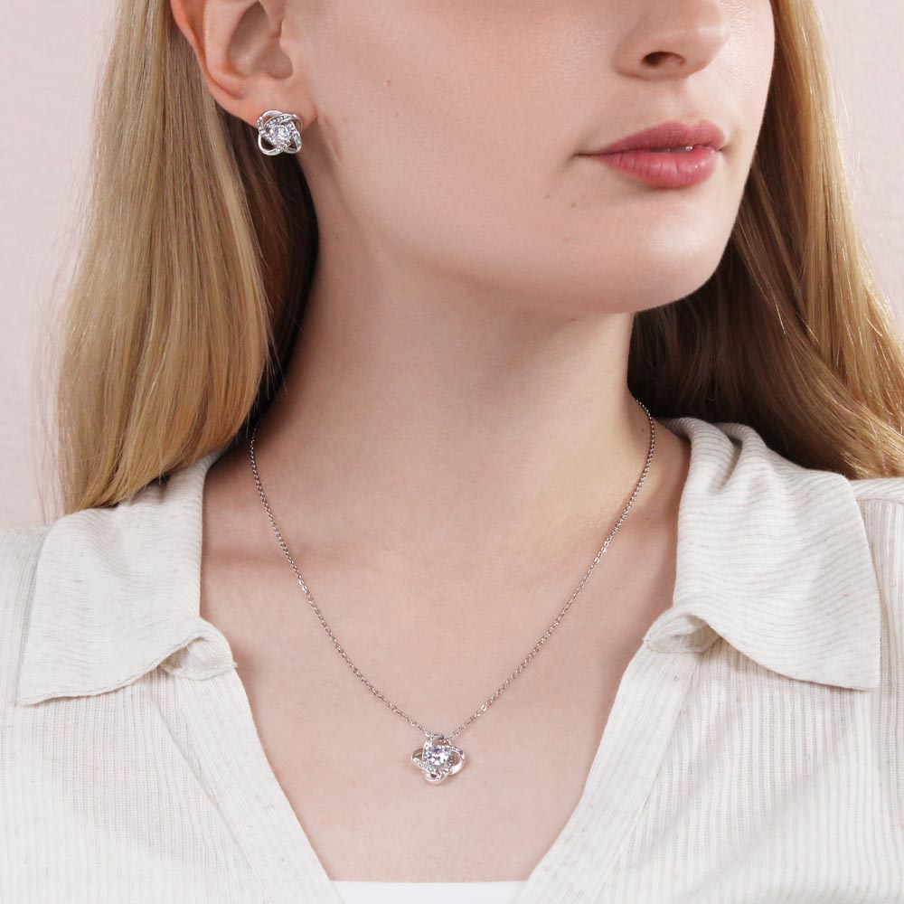 "Unwavering Support" Pendant and Earring Set - White Gold