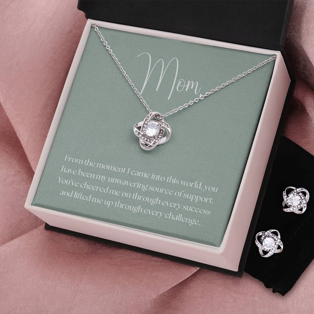 "Unwavering Support" Pendant and Earring Set - White Gold