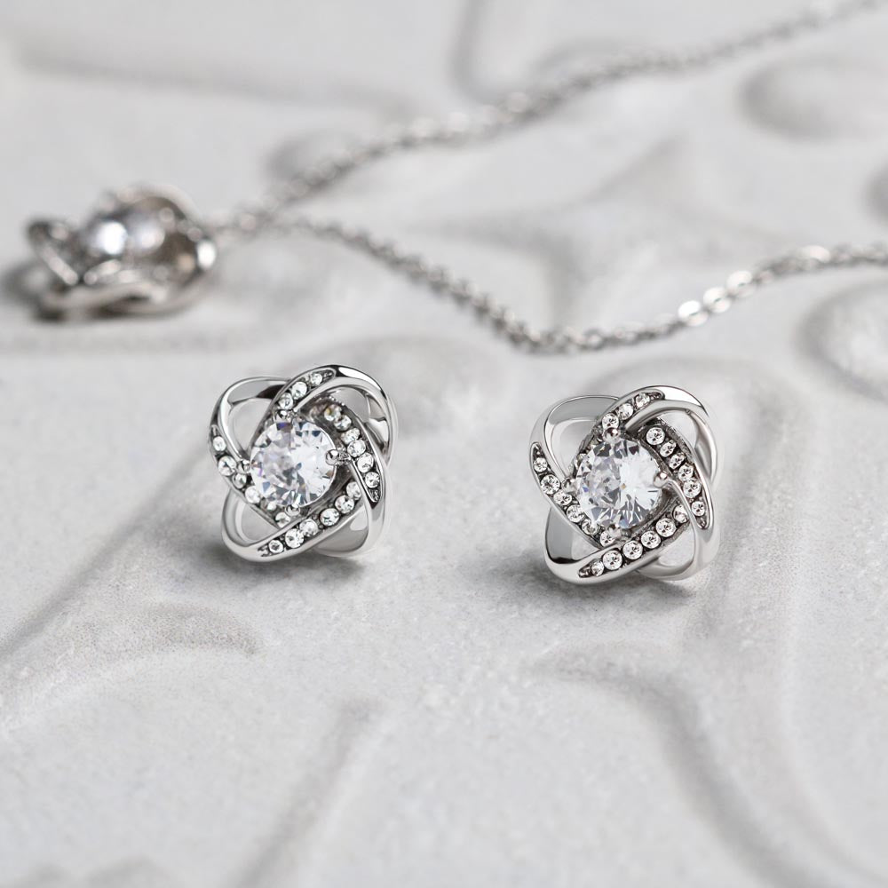 "Unwavering Support" Pendant and Earring Set - White Gold