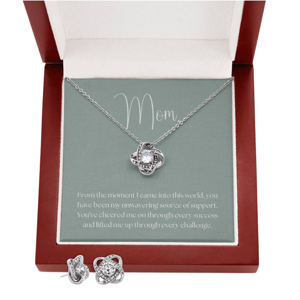 "Unwavering Support" Pendant and Earring Set - White Gold