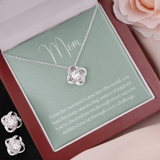 "Unwavering Support" Pendant and Earring Set - White Gold