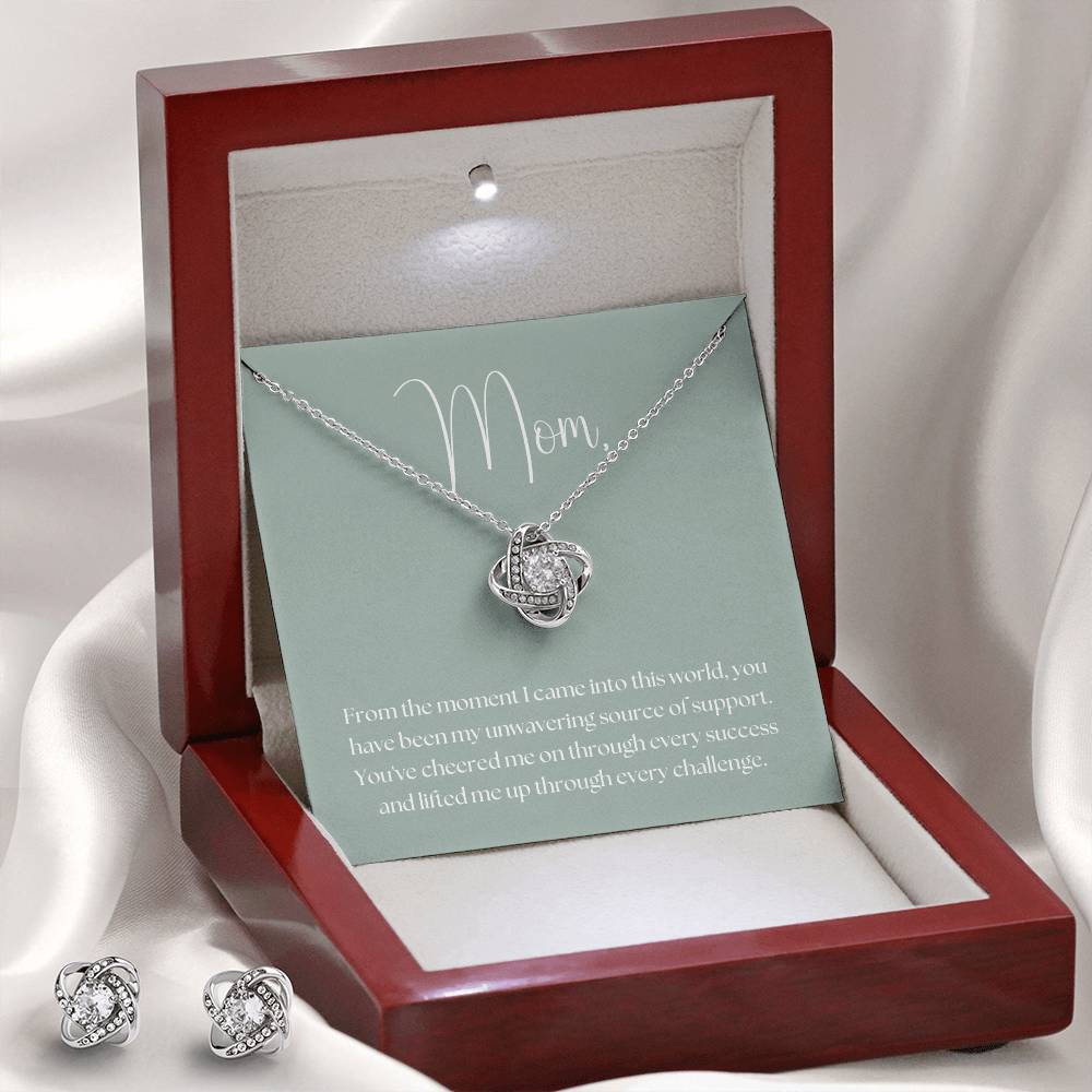 "Unwavering Support" Pendant and Earring Set - White Gold