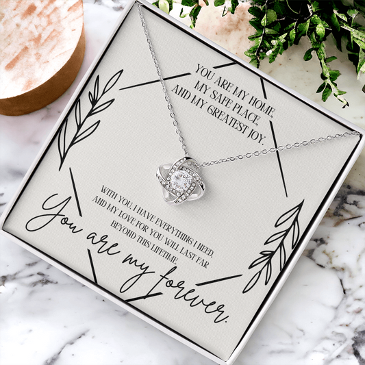 “You are My Forever” Love Knot Necklace - White or Yellow Gold