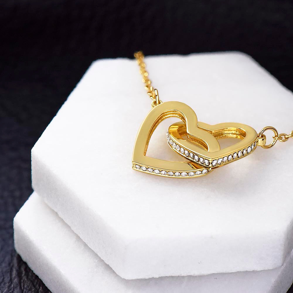 “Love is Timeless” Double Heart Necklace - White/Rose or Yellow Gold