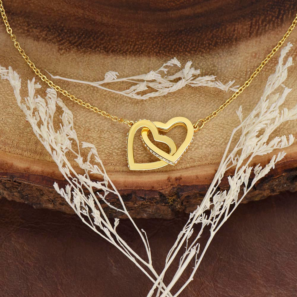 “My Love” Twin Hearts Necklace - White/Rose or Yellow Gold