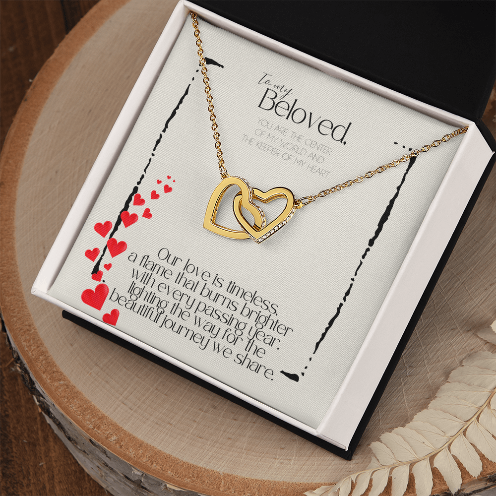 “Love is Timeless” Double Heart Necklace - White/Rose or Yellow Gold