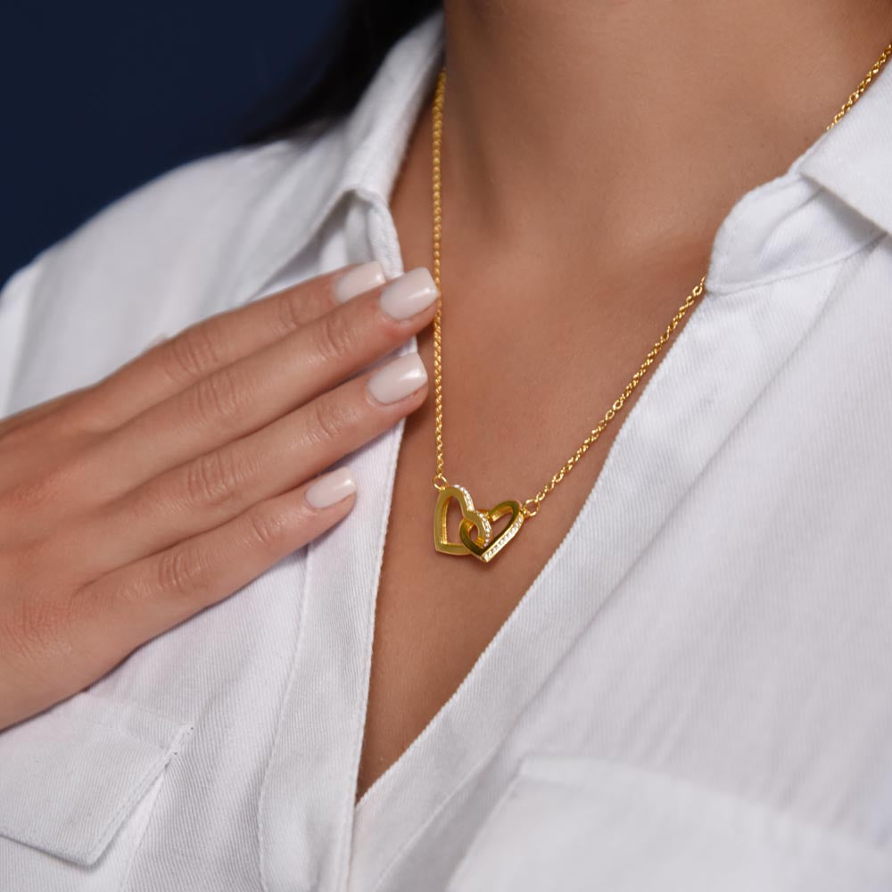 “Love is Timeless” Double Heart Necklace - White/Rose or Yellow Gold