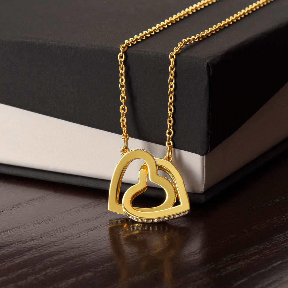 “My Love” Twin Hearts Necklace - White/Rose or Yellow Gold