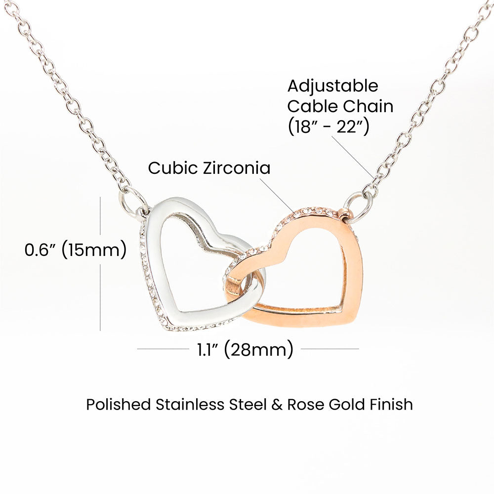 “My Love” Twin Hearts Necklace - White/Rose or Yellow Gold