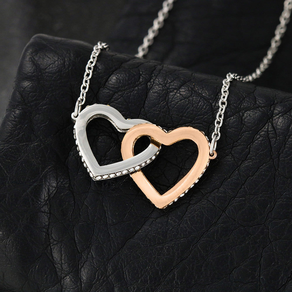“My Love” Twin Hearts Necklace - White/Rose or Yellow Gold
