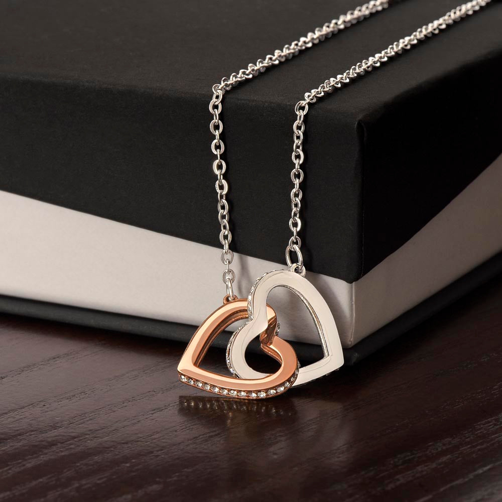 “My Love” Twin Hearts Necklace - White/Rose or Yellow Gold
