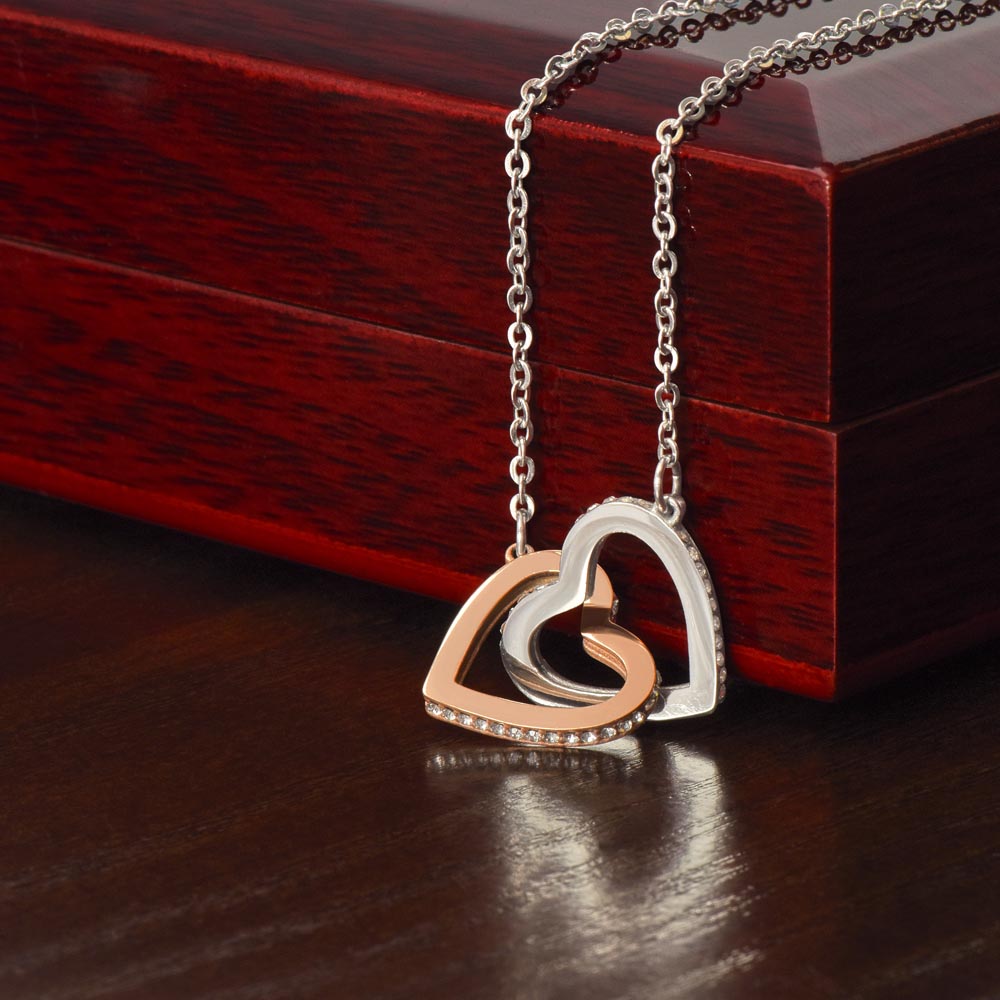 “My Love” Twin Hearts Necklace - White/Rose or Yellow Gold