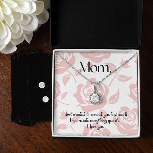 "Sweet Devotion" Necklace and Earring Set - White Gold