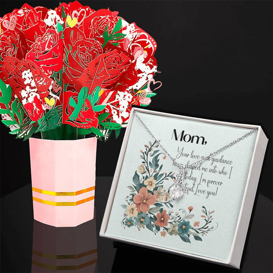 "Forever Grateful" Necklace and Bouquet Bundle - White or Yellow Gold