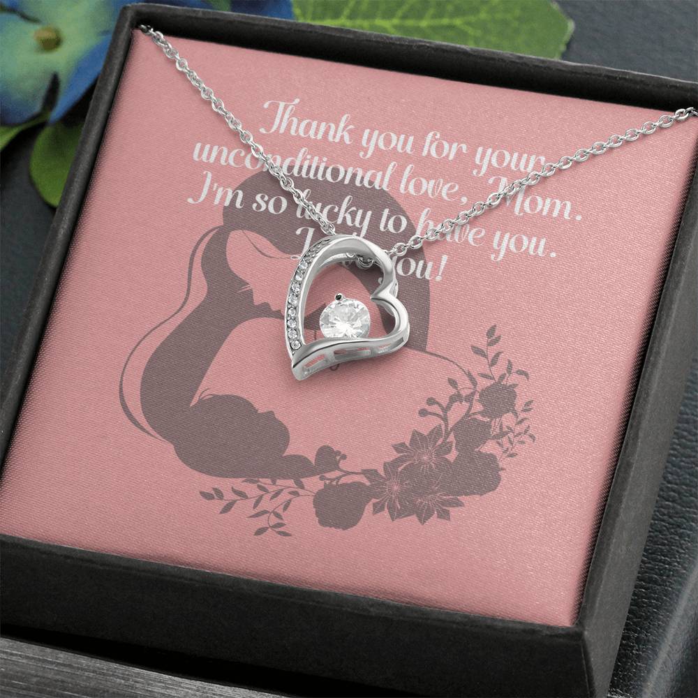 "Unconditional Love" Heart Pendant Necklace - White or Yellow Gold