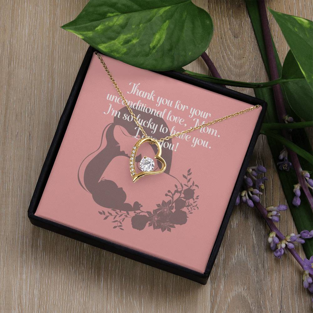 "Unconditional Love" Heart Pendant Necklace - White or Yellow Gold