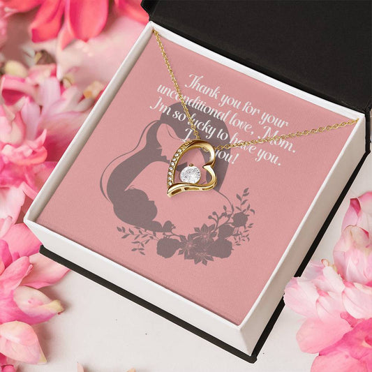 "Unconditional Love" Heart Pendant Necklace - White or Yellow Gold