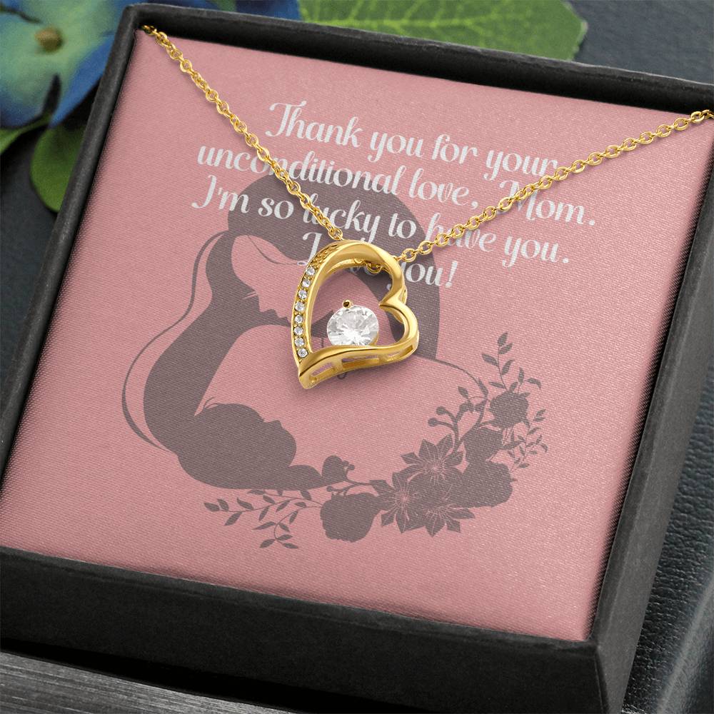 "Unconditional Love" Heart Pendant Necklace - White or Yellow Gold