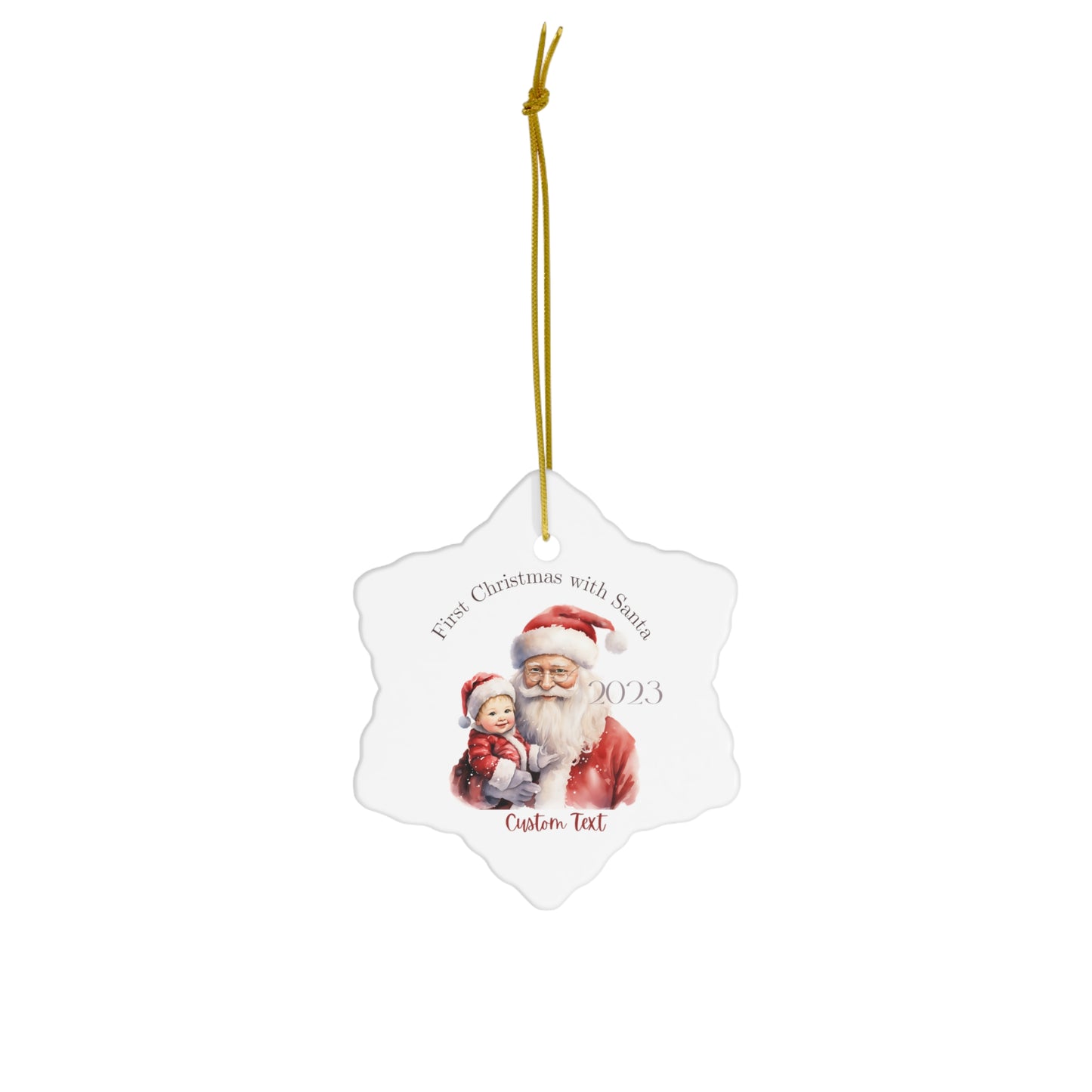 BABYS FIRST CHRISTMAS with Santa Ceramic Ornament