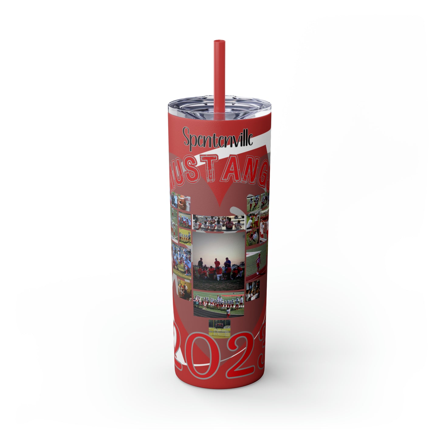 Football Theme 20oz. Skinny Tumbler with Straw