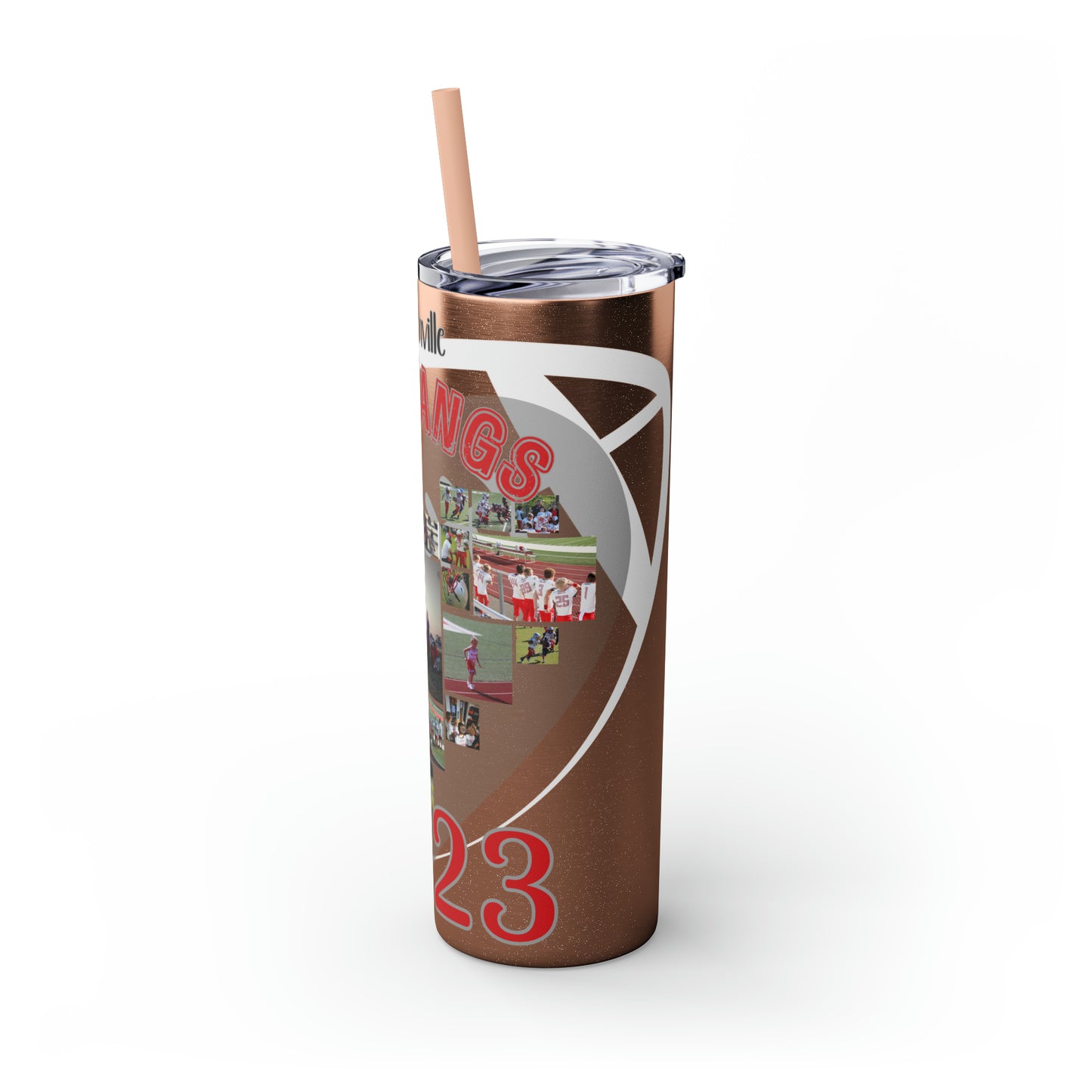 Football Theme 20oz. Skinny Tumbler with Straw