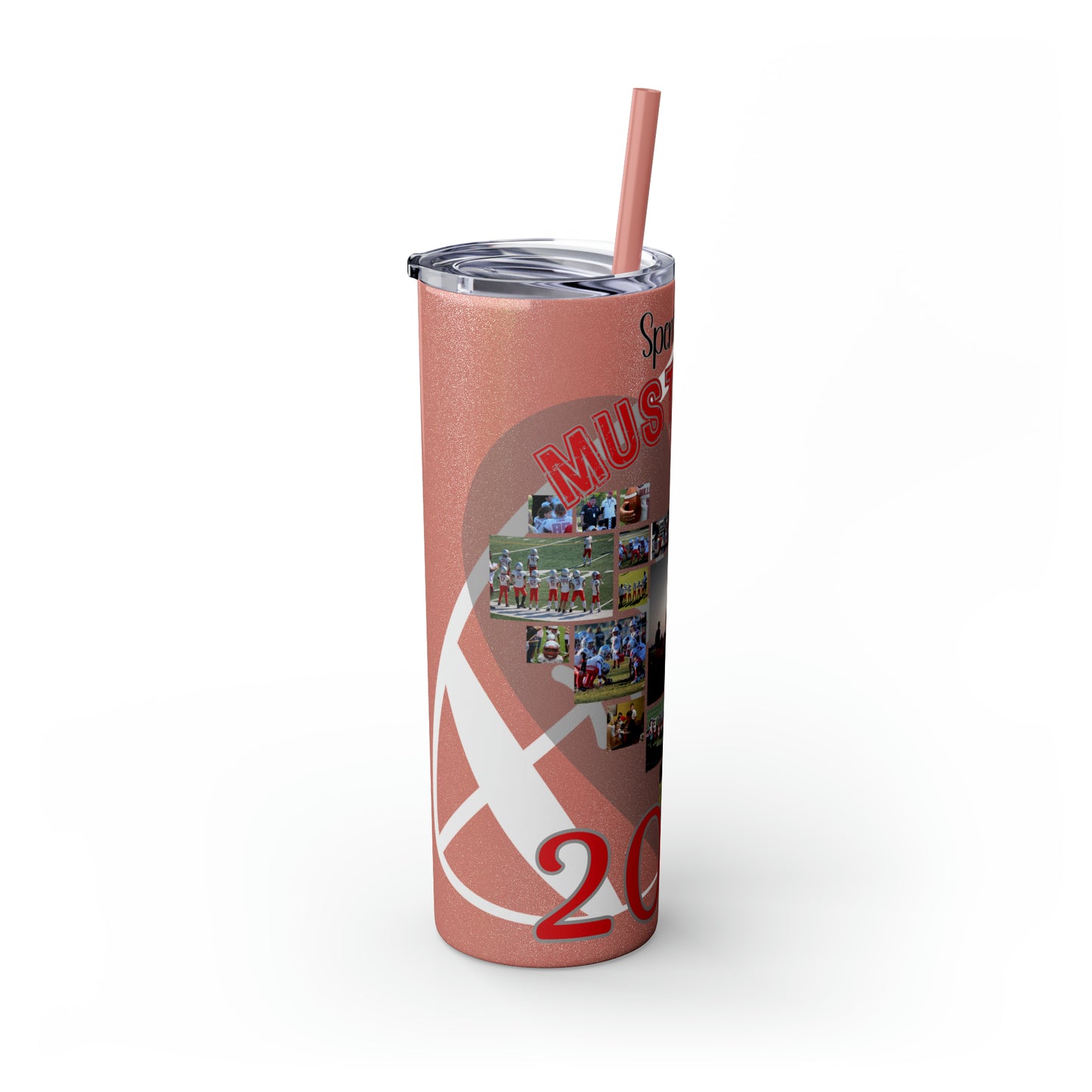 Football Theme 20oz. Skinny Tumbler with Straw