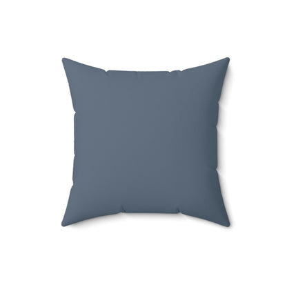 Back of zodiac throw pillow in smoke blue.