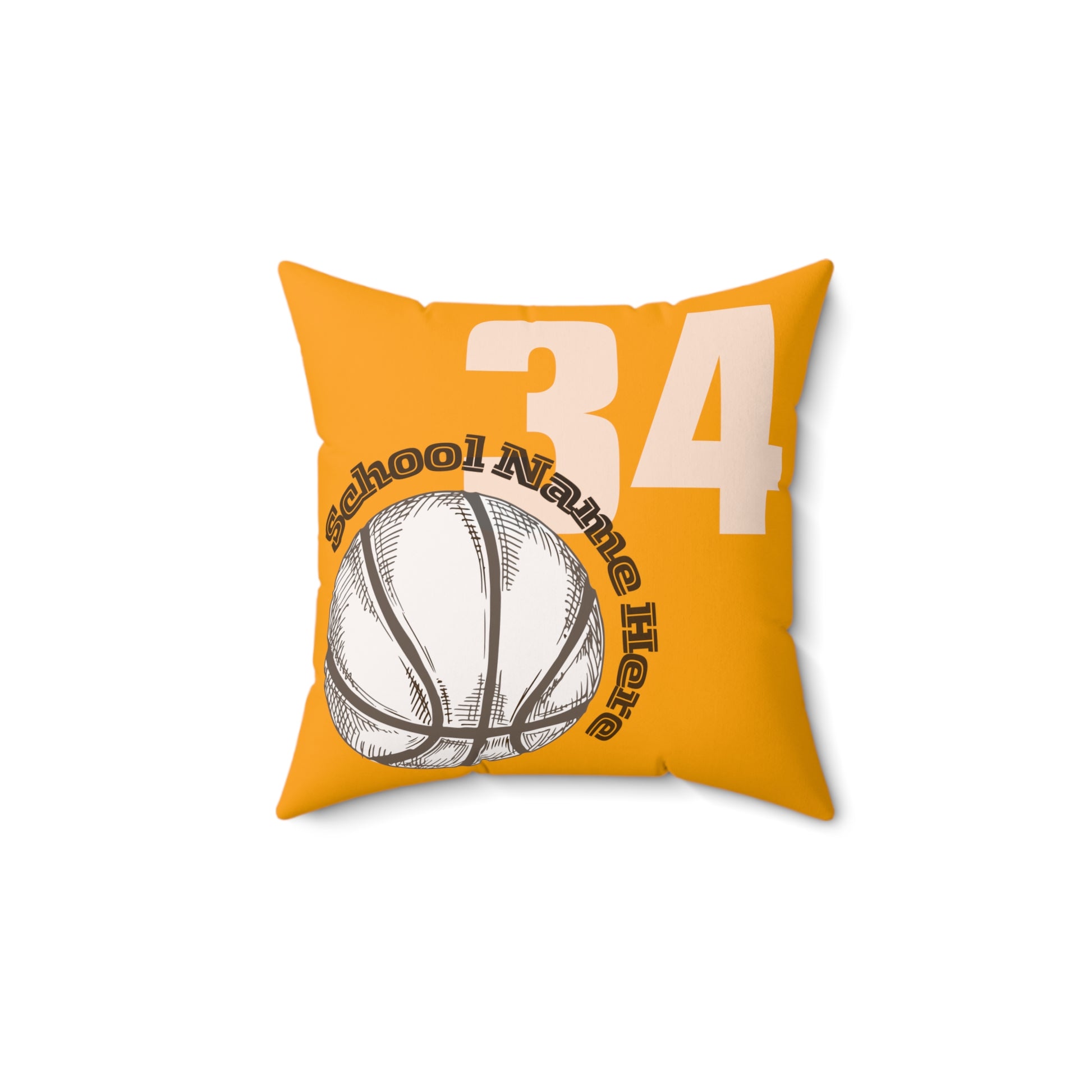 Front of 14x14 Basketball throw pillow.