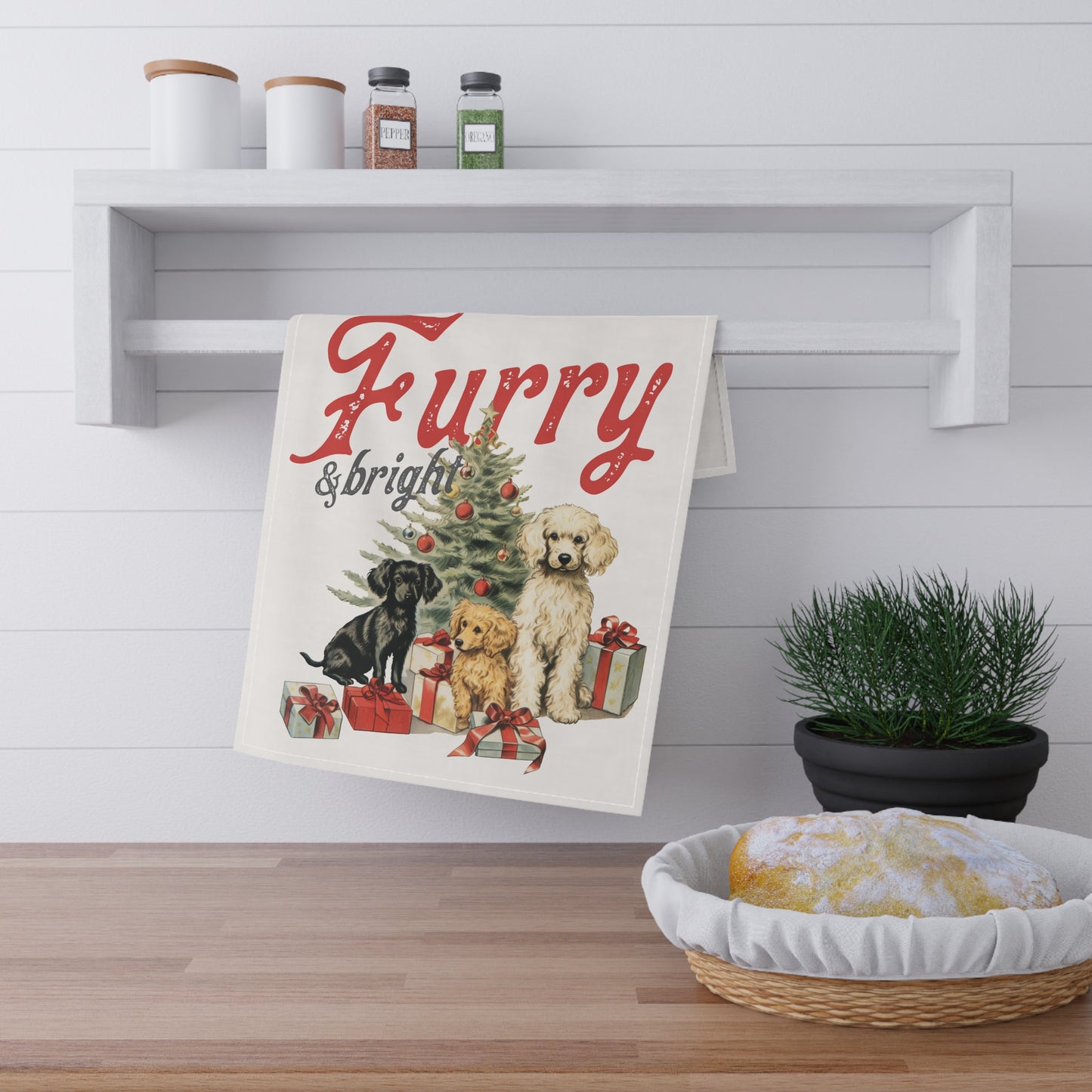 18x30” Vintage “Furry & Bright” Kitchen Towel