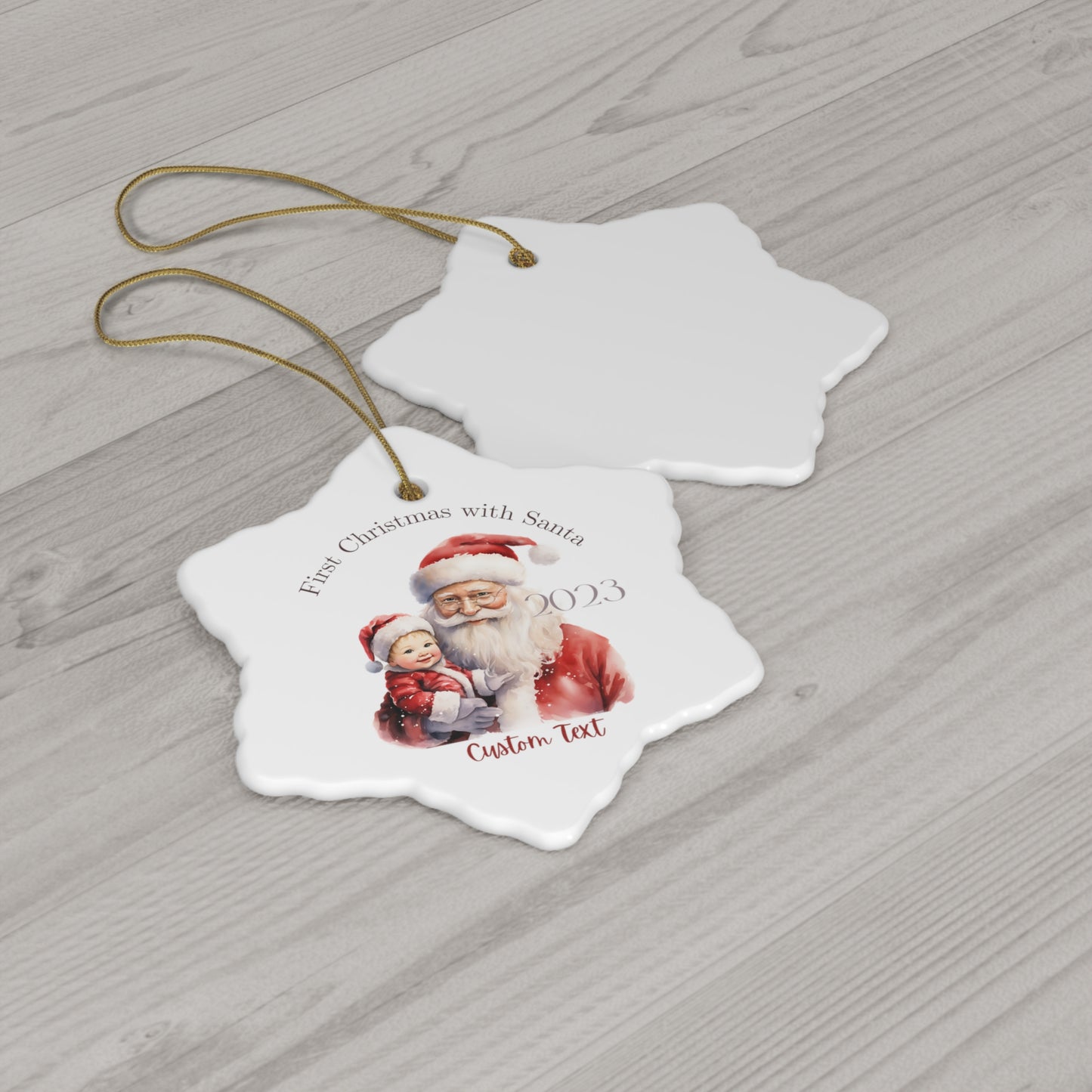 BABYS FIRST CHRISTMAS with Santa Ceramic Ornament