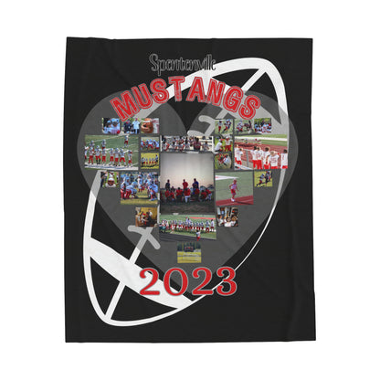 Football Theme Photo Collage Velveteen Plush Blanket