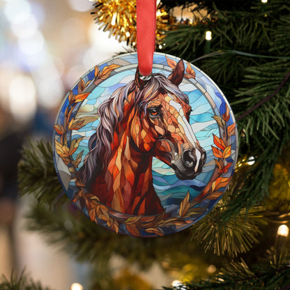 “Unbridled Joy” Horse Head Acrylic Christmas Ornament with Ribbon