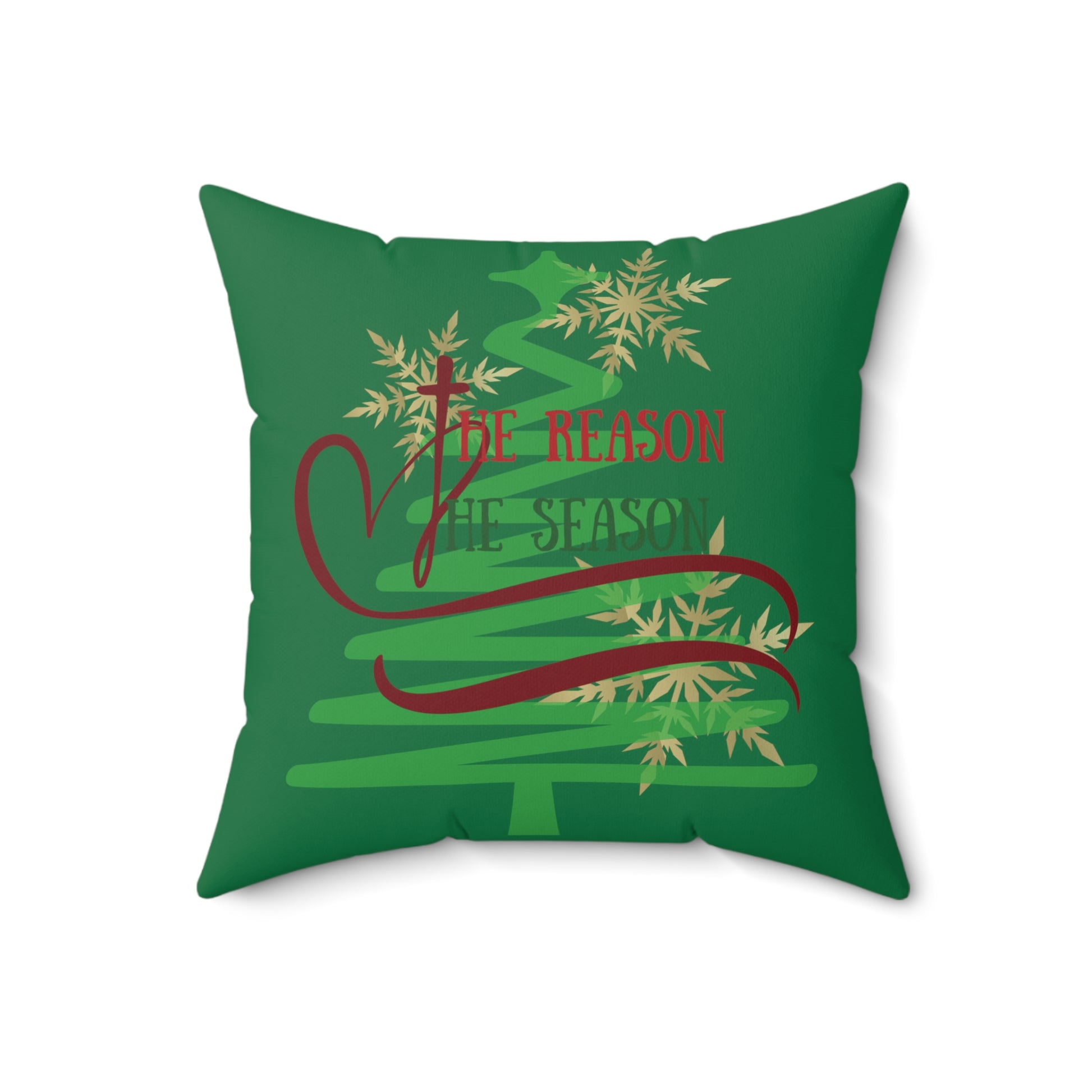 “The Reason” throw pillow in green front view.