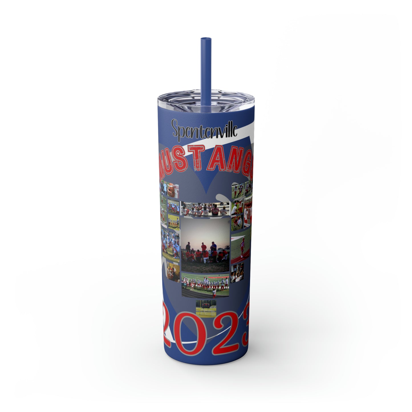 Football Theme 20oz. Skinny Tumbler with Straw