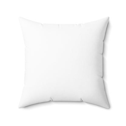 Throw pillow featuring “your design here” in 20x20 back view.