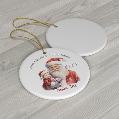 BABYS FIRST CHRISTMAS with Santa Ceramic Ornament