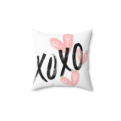 XOXO Heart Polyester Throw Pillow