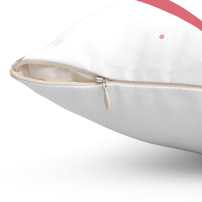 Side of Floating Hearts pillow displaying concealed zipper.