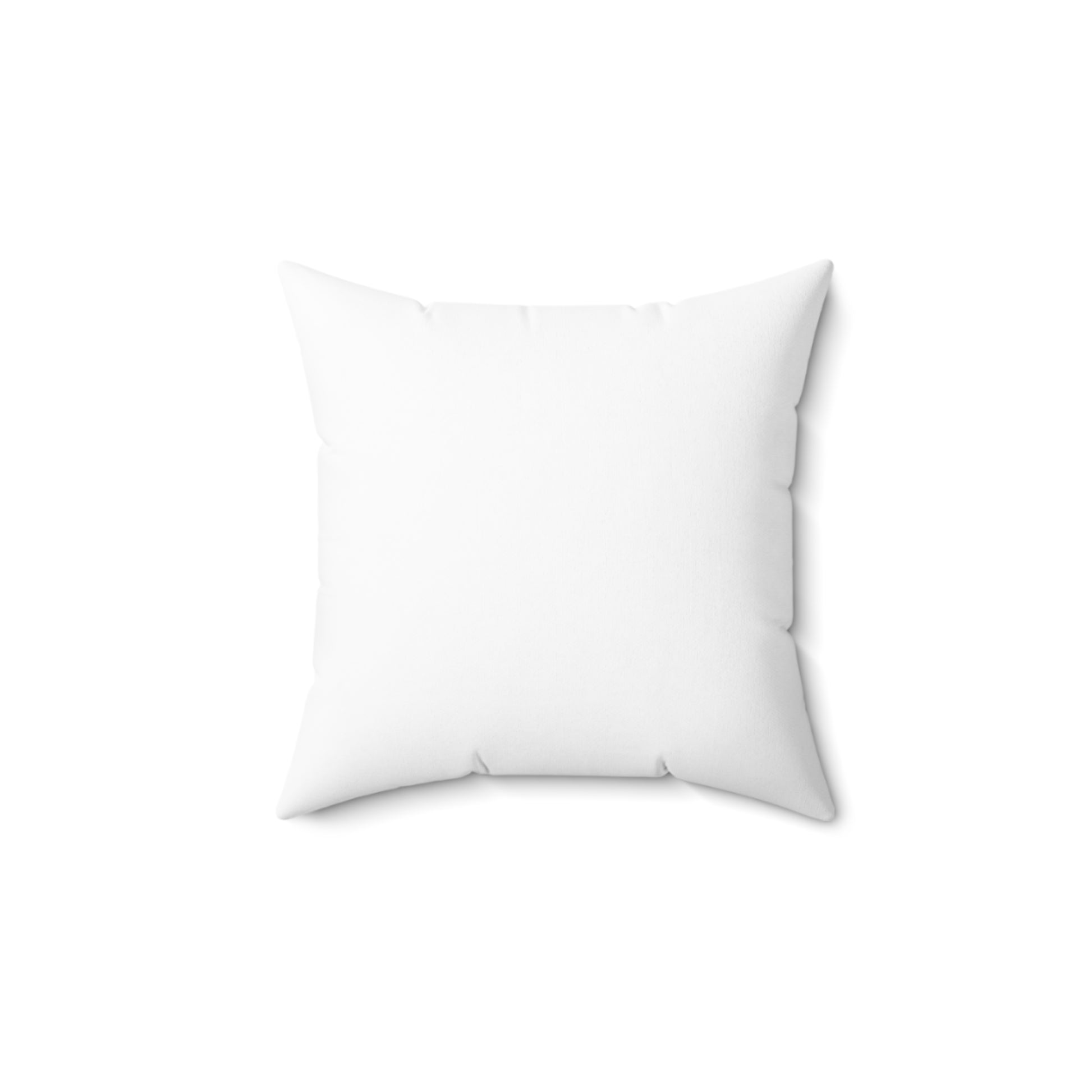 Throw pillow featuring “your design here” in 14x14 back view.