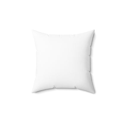 Throw pillow featuring “your design here” in 14x14 back view.